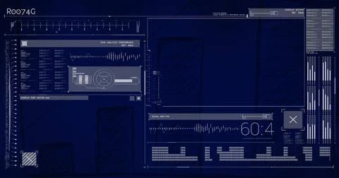 Image of data processing on interface screen Stock Photos
