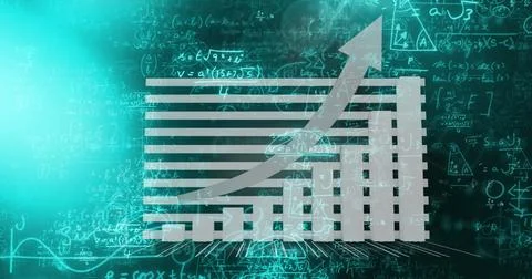 Image of data processing with mathematical equations on black background Stock Illustration