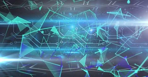 Image of data processing with network of connections on blue background Illustrazione stock