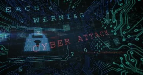 Image of data processing, online security warning and circuit board Stock Photos