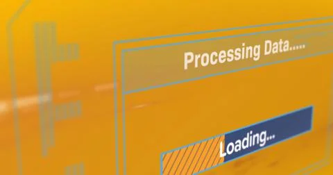 Image of data processing on orange background Stock Illustration