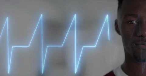 Image of data processing over african american male doctor in hospital 스톡 일러스트