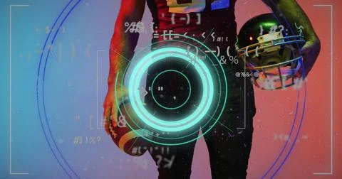Image of data processing over african american american football player 스톡 일러스트
