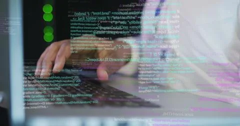 Image of data processing over african american female it engineer and computer Stock Photos