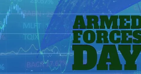 Image of data processing over armed forces day text 스톡 일러스트