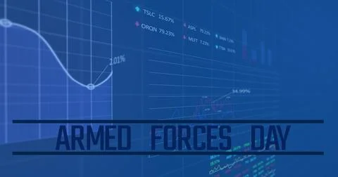 Image of data processing over armed forces day text 스톡 일러스트