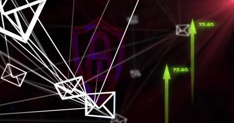 Image of data processing over arrows and padlock Stockillustratie