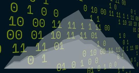 Image of data processing over binary coding Foto stock