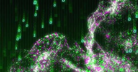 Image of data processing over binary coding and connections 스톡 사진