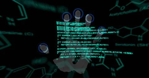 Image of data processing over biometric handprint Stock Illustration