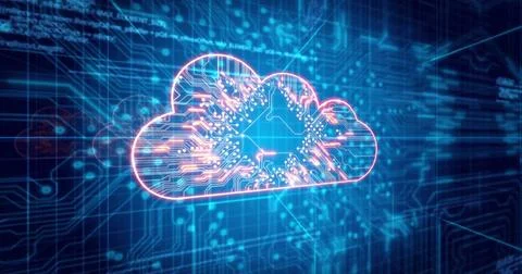 Image of data processing over bitcoins icons and cloud 스톡 일러스트
