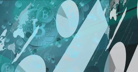 Image of data processing over bitcoins Stockfoto's