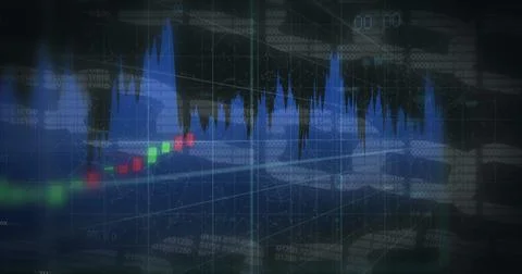 Image of data processing over black background Illustrazione stock