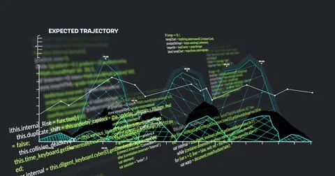 Image of data processing over black background Illustrazione stock