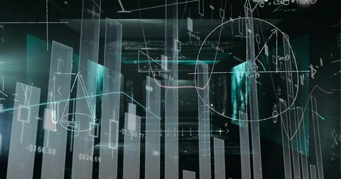 Image of data processing over black background Stockillustratie