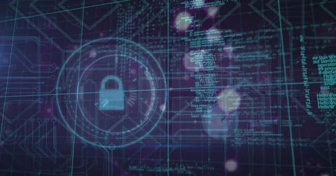 Image of data processing over black background Stock Illustration