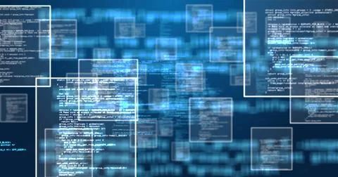 Image of data processing over black background 스톡 일러스트