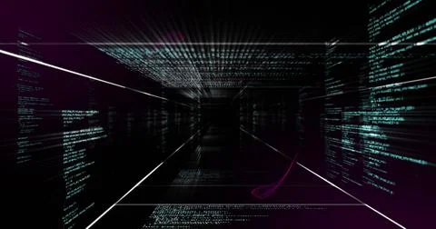 Image of data processing over black background Stock Illustration