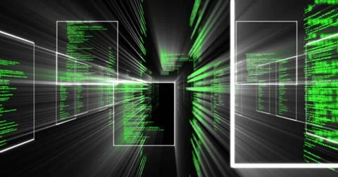 Image of data processing over black background 스톡 일러스트