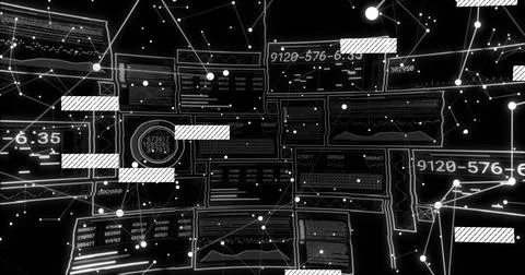 Image of data processing over black background Illustrazione stock