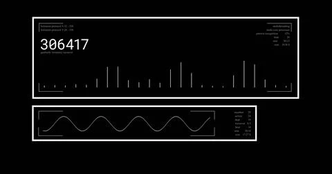 Image of data processing over black background Illustrazione stock