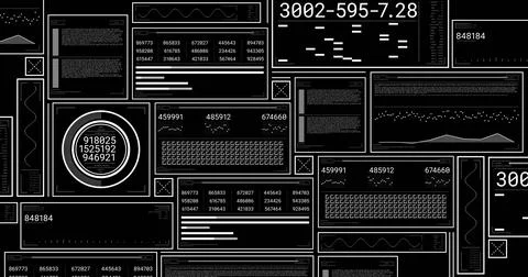 Image of data processing over black background Stock Illustration