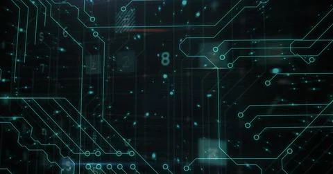 Image of data processing over black background Stockillustratie