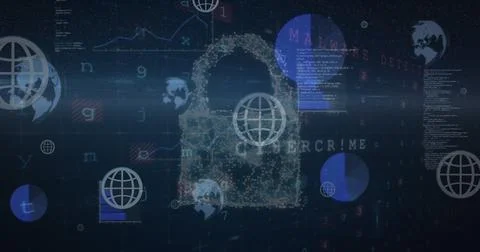 Image of data processing over black background Stock Illustration