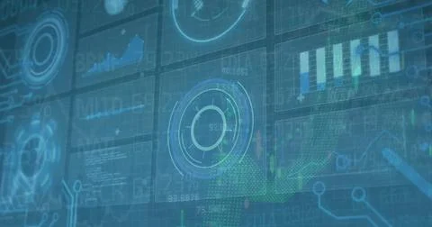 Image of data processing over black background Stock Illustration