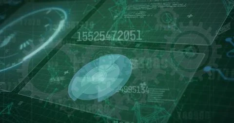 Image of data processing over black background Stock Illustration