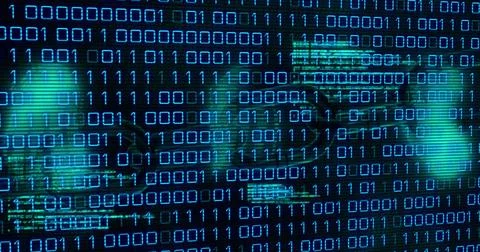 Image of data processing over black background Illustrazione stock