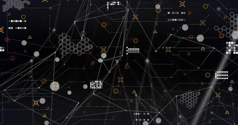 Image of data processing over black background Illustrazione stock