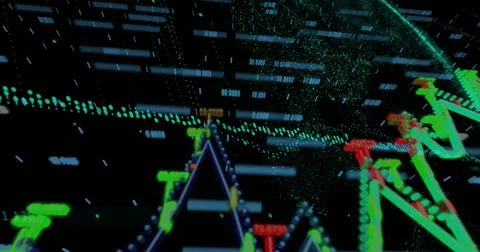 Image of data processing over black background Illustrazione stock