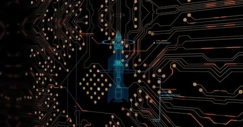 Image of data processing over black background Illustrazione stock