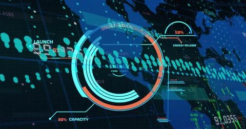 Image of data processing over black background Illustrazione stock