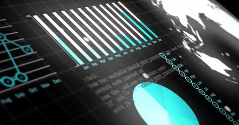 Image of data processing over black background Stockillustratie