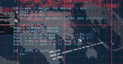 Image of data processing over black background Stock Illustration