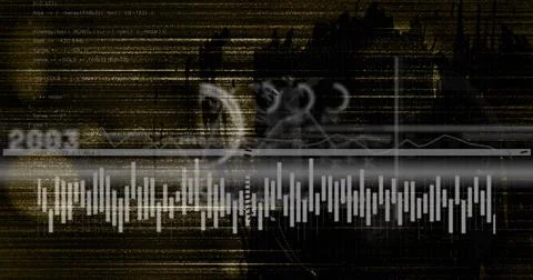 Image of data processing over black background 스톡 일러스트