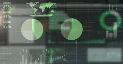 Image of data processing over black background Stock Illustration