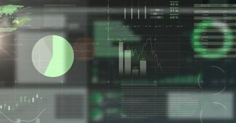 Image of data processing over black background Stock Illustration