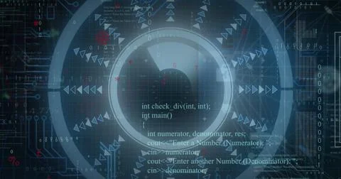 Image of data processing over black background Stock Illustration