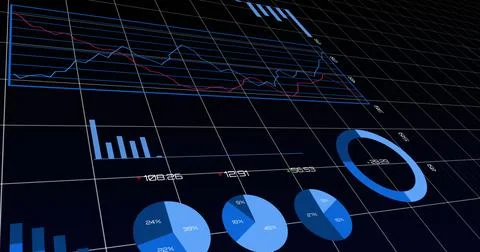 Image of data processing over black background Stock Illustration