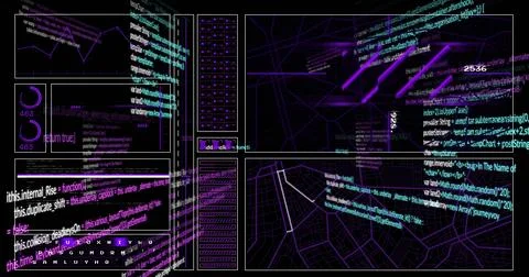 Image of data processing over black background Illustrazione stock
