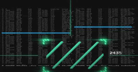 Image of data processing over black background Stock Illustration