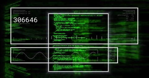 Image of data processing over black background 스톡 일러스트