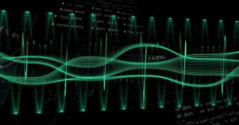 Image of data processing over black background Illustrazione stock