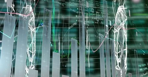 Image of data processing over black background Illustrazione stock