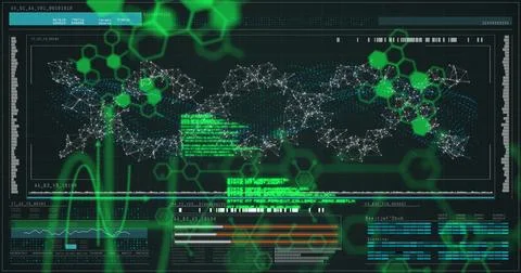 Image of data processing over black background Illustrazione stock