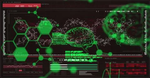 Image of data processing over black background 스톡 일러스트