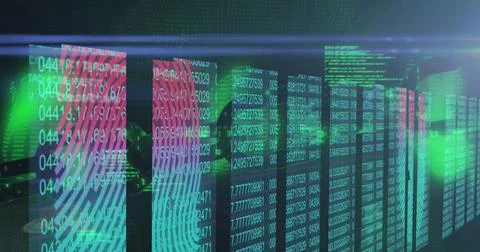 Image of data processing over black background 스톡 일러스트